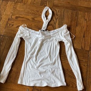 Long sleeve white top with choker
